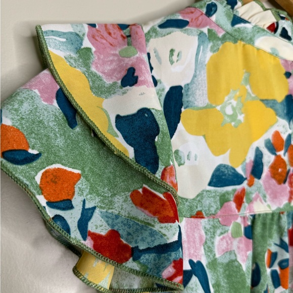 Boutique multicolor floral tiered ruffle neck sleeve babydoll top size SMALL NWT - Picture 6 of 7